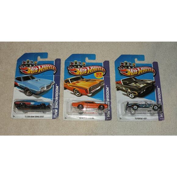 Lot 3 Hot Wheels Muscle Cars ‘69 Cyclone ‘70 GTO ‘72 Gran Torino NEW 2012-2013 - Picture 1 of 4